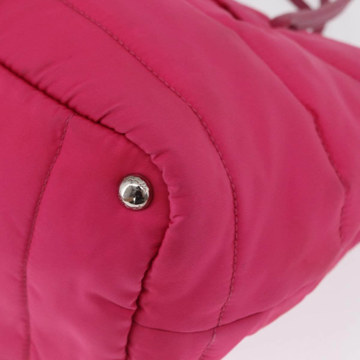 PRADA Hand Bag Nylon Pink Silver Auth 165606