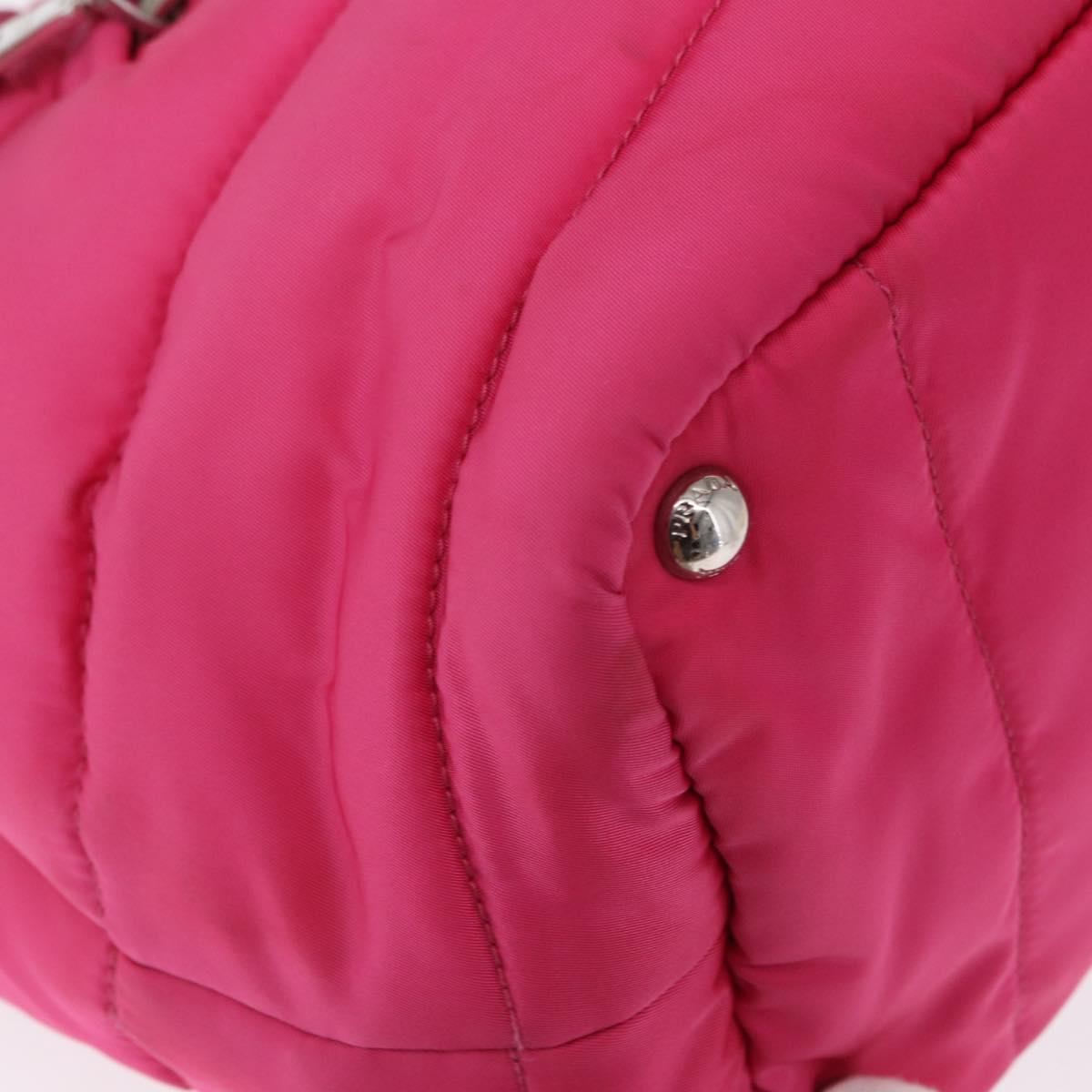PRADA Hand Bag Nylon Pink Silver Auth 165606