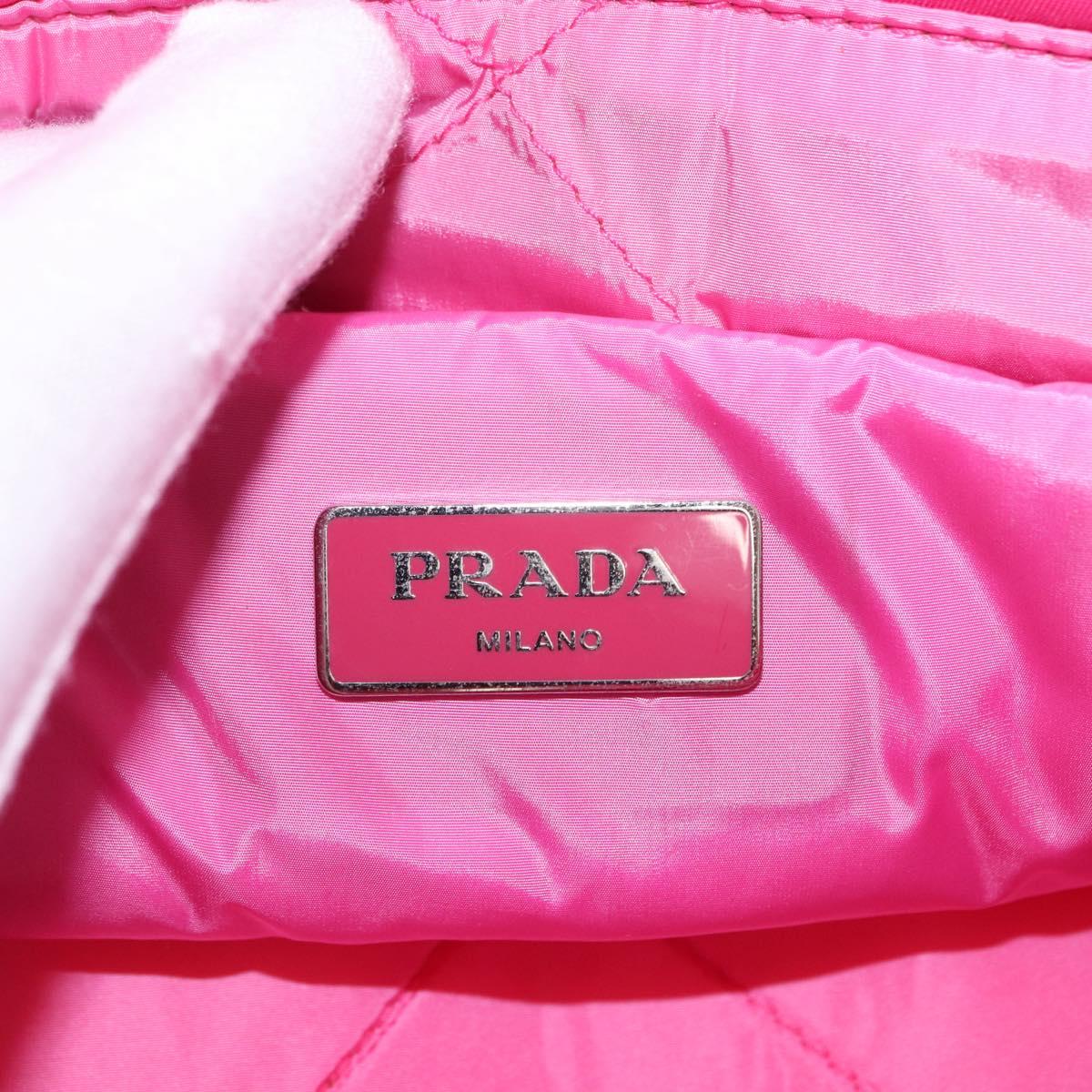 PRADA Hand Bag Nylon Pink Silver Auth 165606