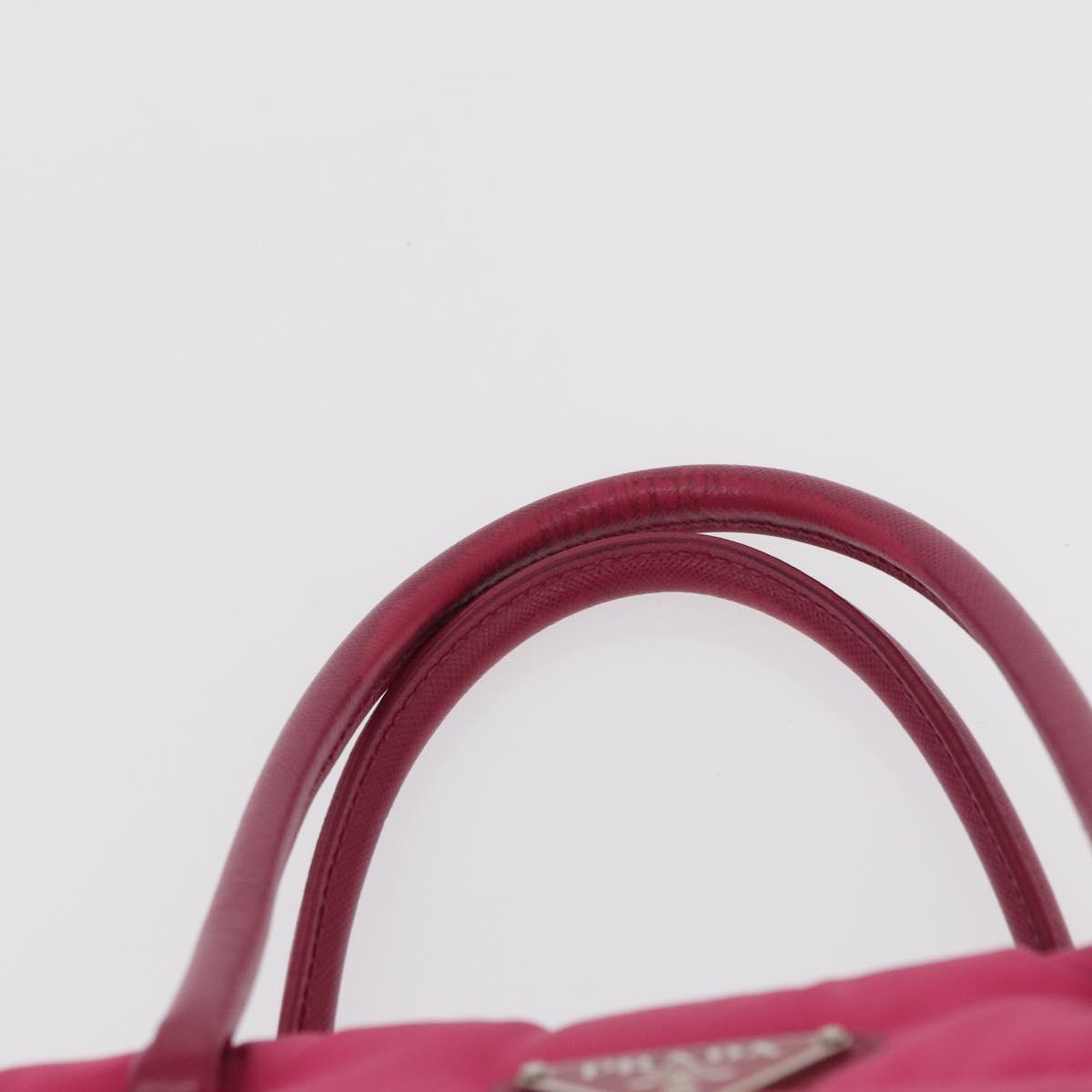 PRADA Hand Bag Nylon Pink Silver Auth 165606