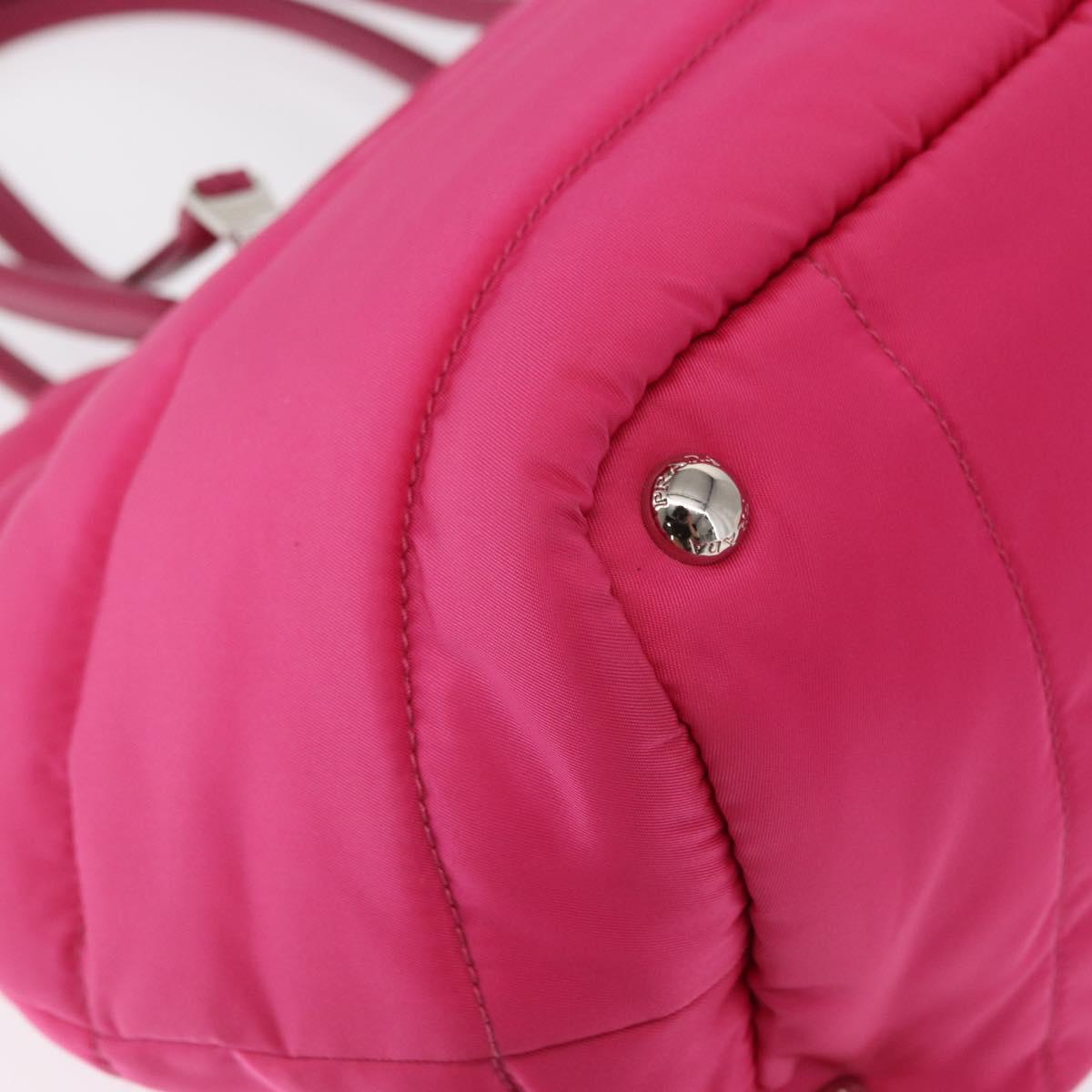 PRADA Hand Bag Nylon Pink Silver Auth 165607