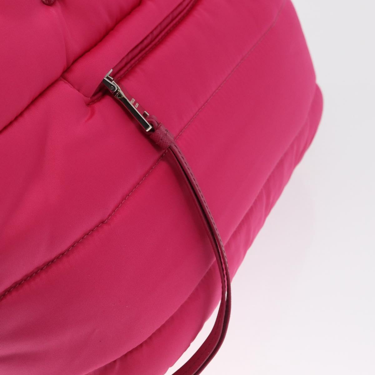 PRADA Hand Bag Nylon Pink Silver Auth 165607