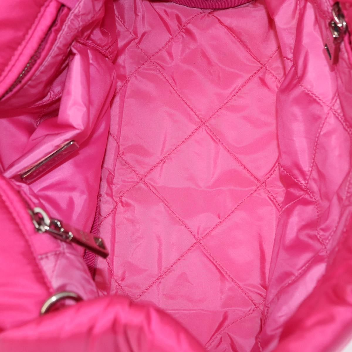 PRADA Hand Bag Nylon Pink Silver Auth 165607
