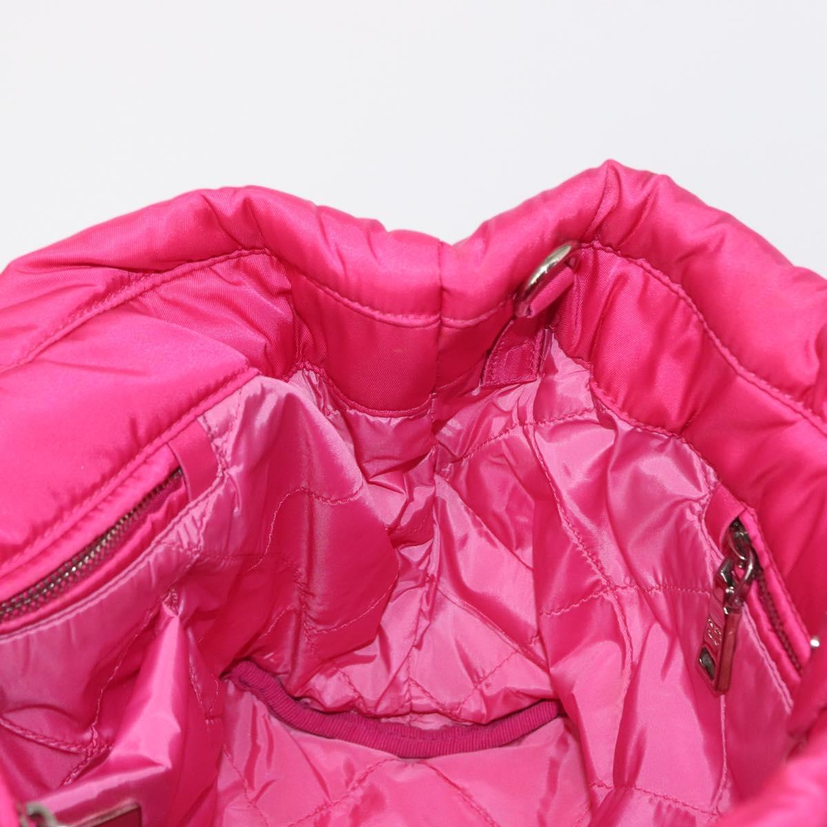 PRADA Hand Bag Nylon Pink Silver Auth 165607