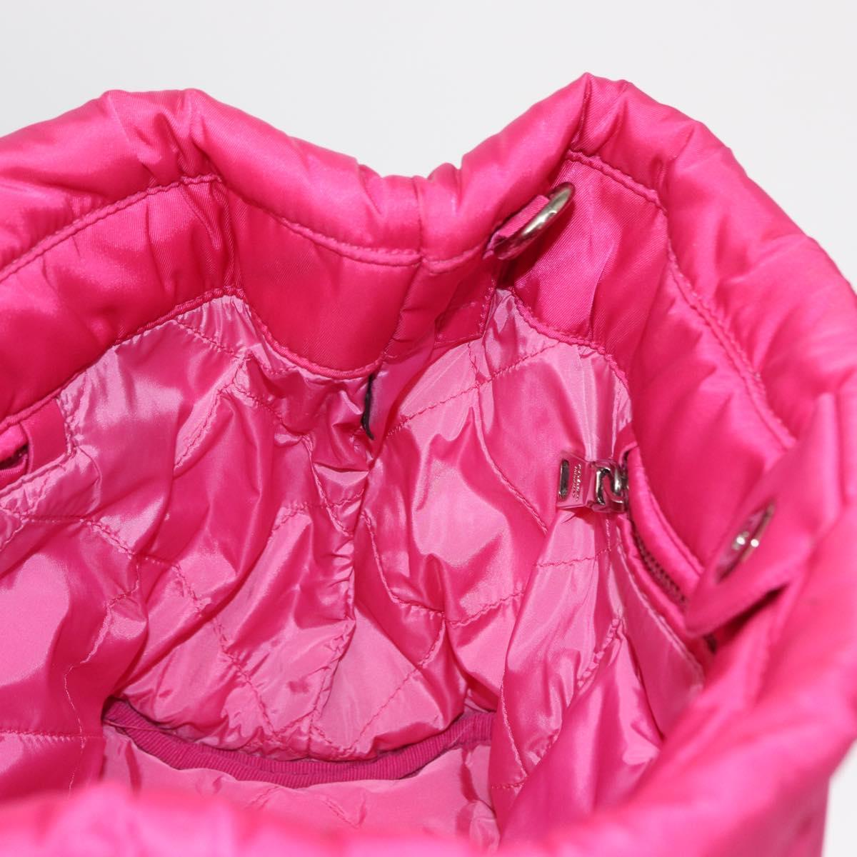 PRADA Hand Bag Nylon Pink Silver Auth 165607