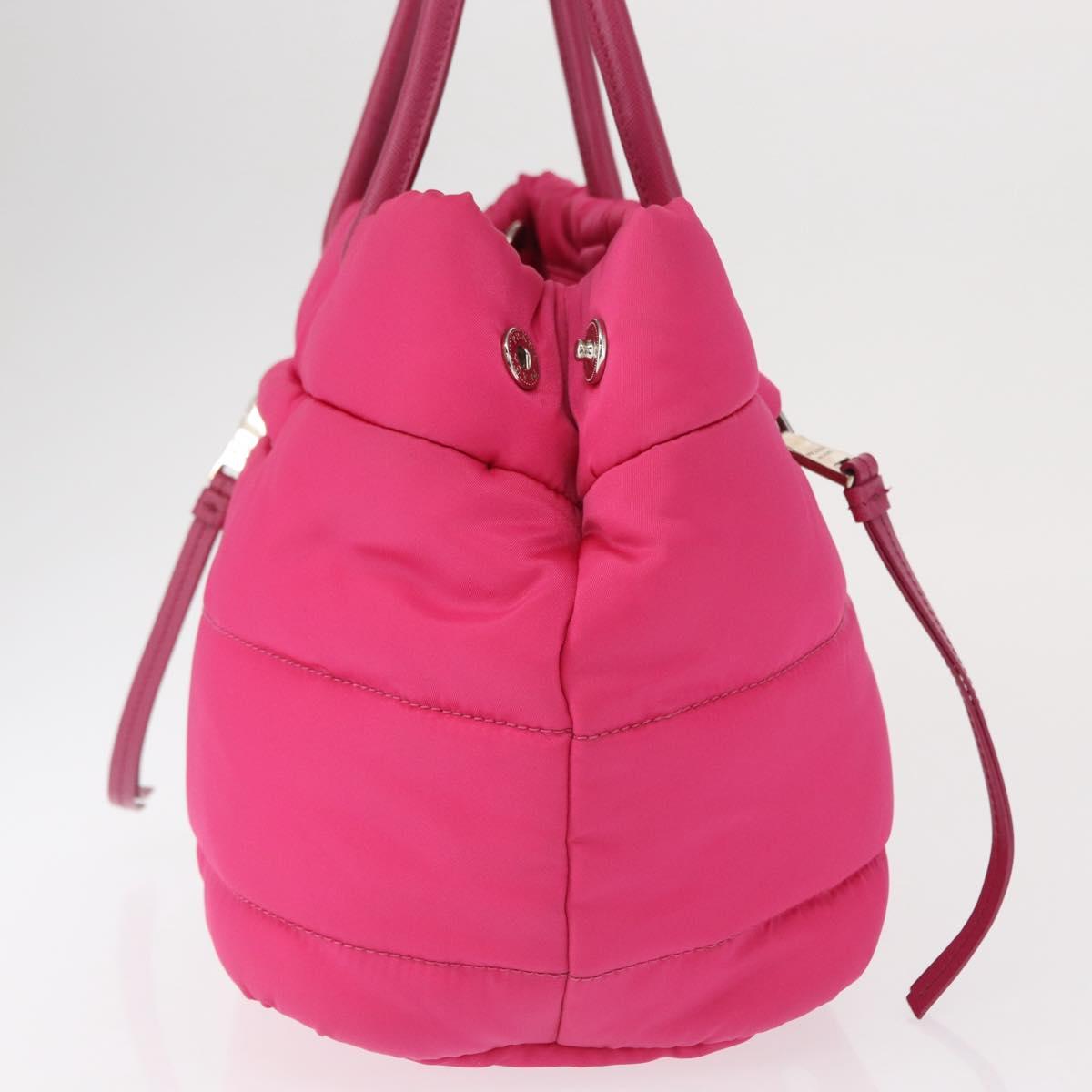 PRADA Hand Bag Nylon Pink Silver Auth 165607