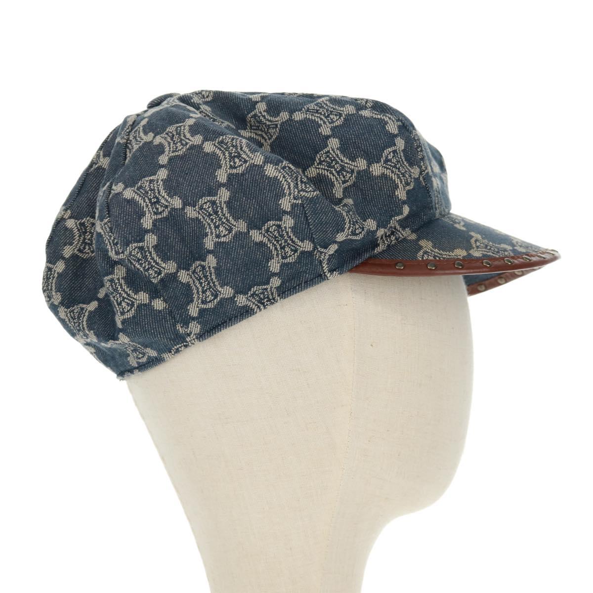 CELINE Macadam Canvas Cap Blue Auth 165608V