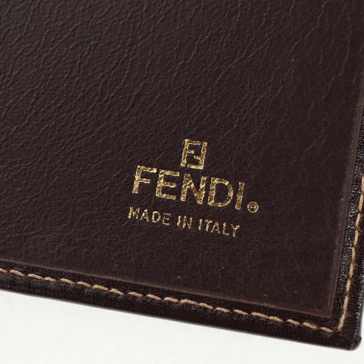 FENDI Beads Day Planner Cover Leather Brown Auth 165609V