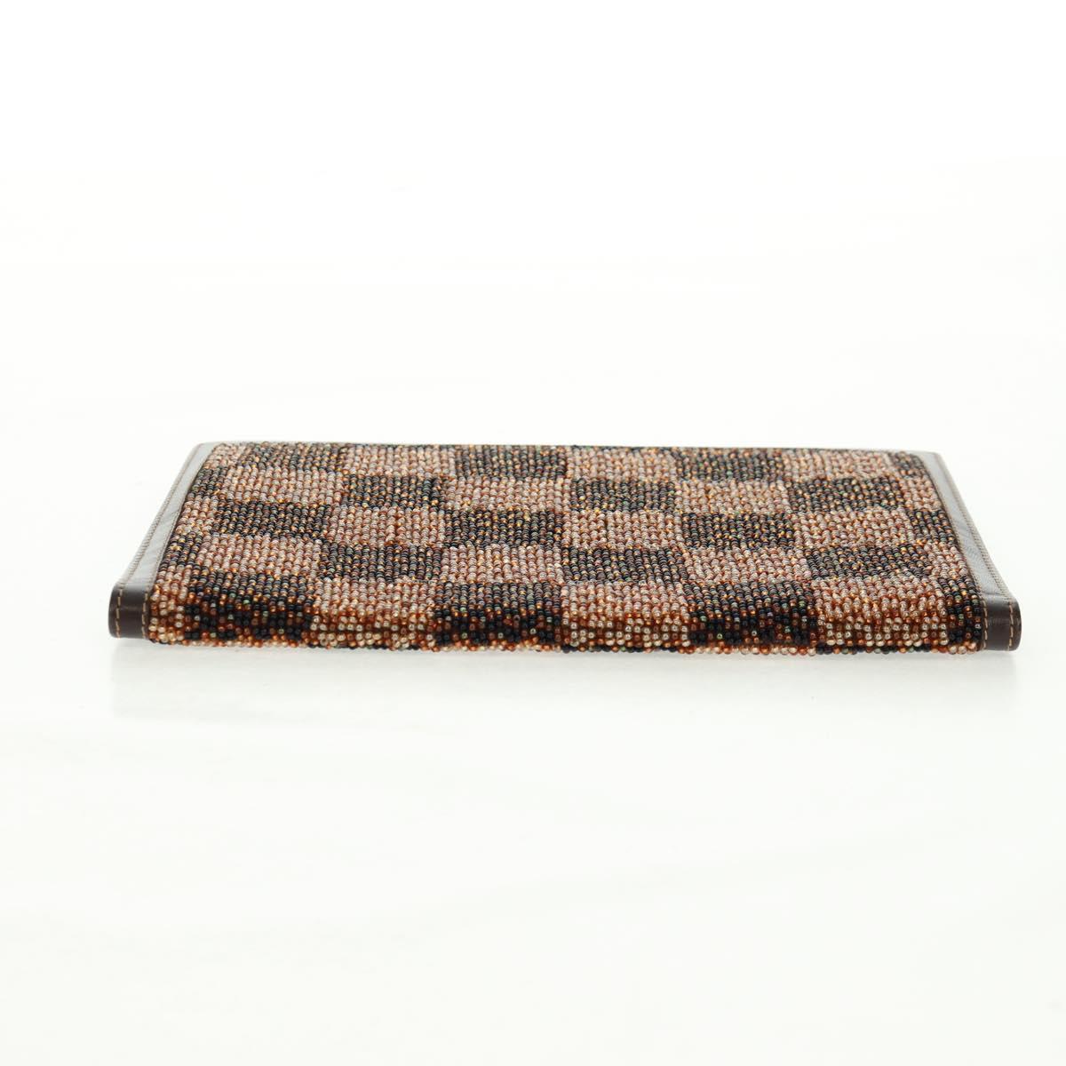 FENDI Beads Day Planner Cover Leather Brown Auth 165609V