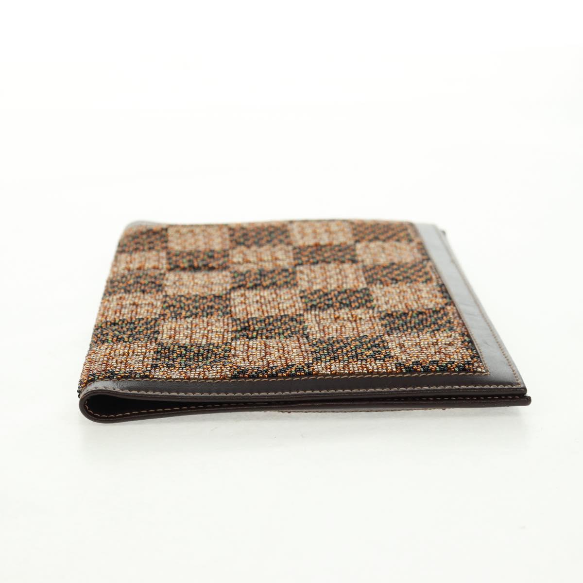 FENDI Beads Day Planner Cover Leather Brown Auth 165609V
