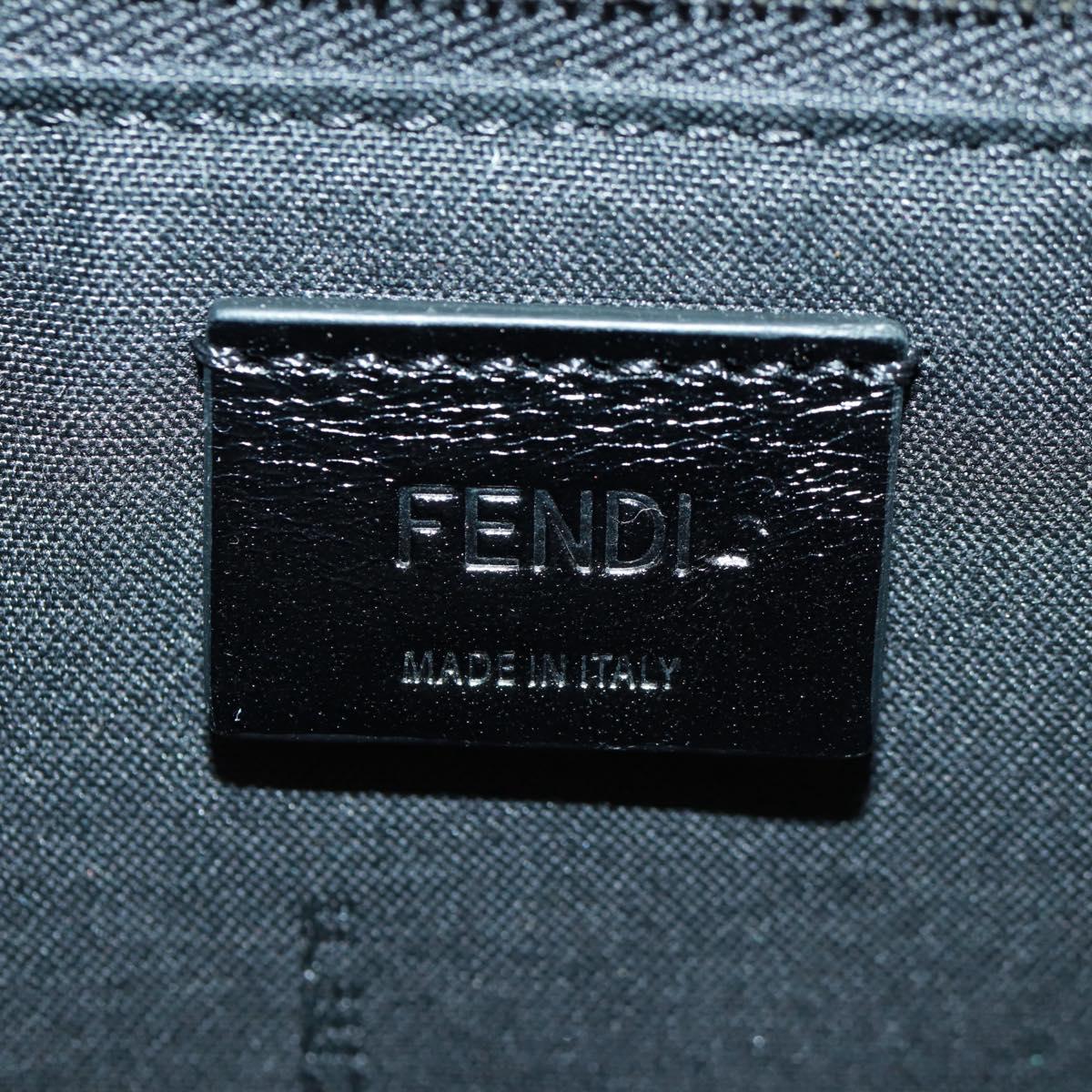 FENDI Zucca Canvas Shoulder Bag Black Brown Auth 165610SAM