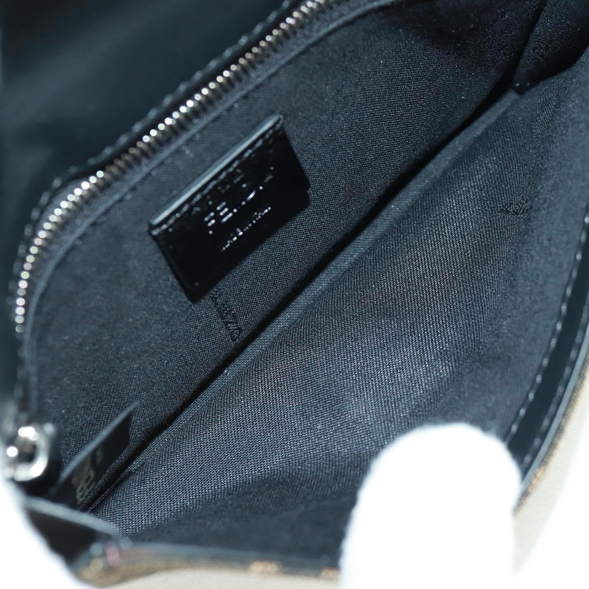 FENDI Zucca Canvas Shoulder Bag Black Brown Auth 165610SAM