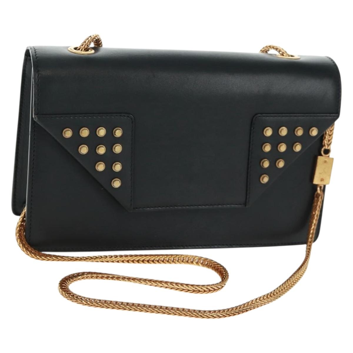 SAINT LAURENT Chain Shoulder Bag Leather Black Gold 315681 Auth 165612V