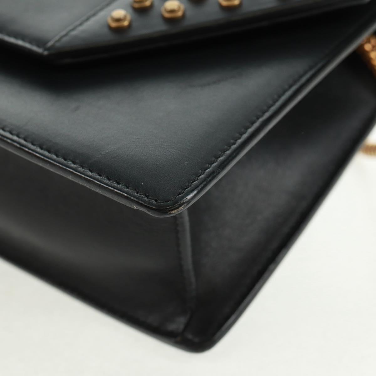 SAINT LAURENT Chain Shoulder Bag Leather Black Gold 315681 Auth 165612V