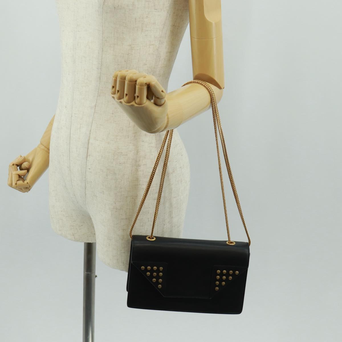 SAINT LAURENT Chain Shoulder Bag Leather Black Gold 315681 Auth 165612V