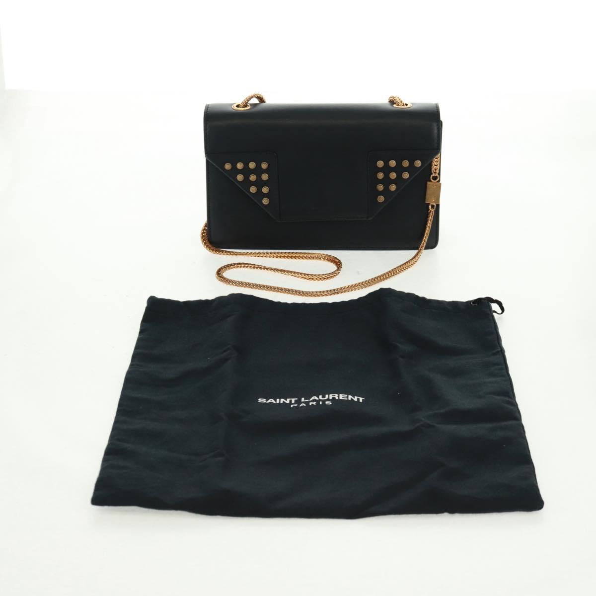 SAINT LAURENT Chain Shoulder Bag Leather Black Gold 315681 Auth 165612V