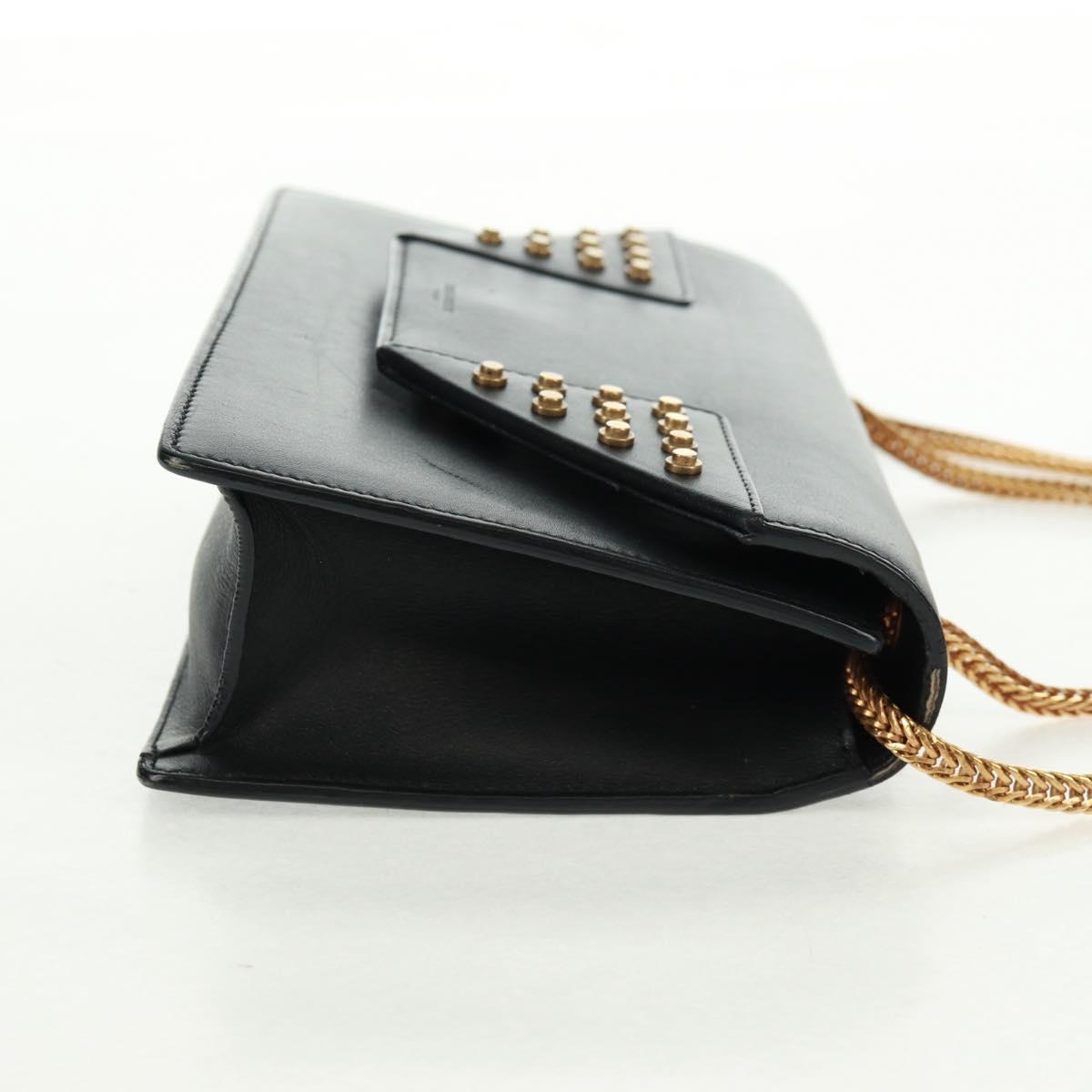SAINT LAURENT Chain Shoulder Bag Leather Black Gold 315681 Auth 165612V