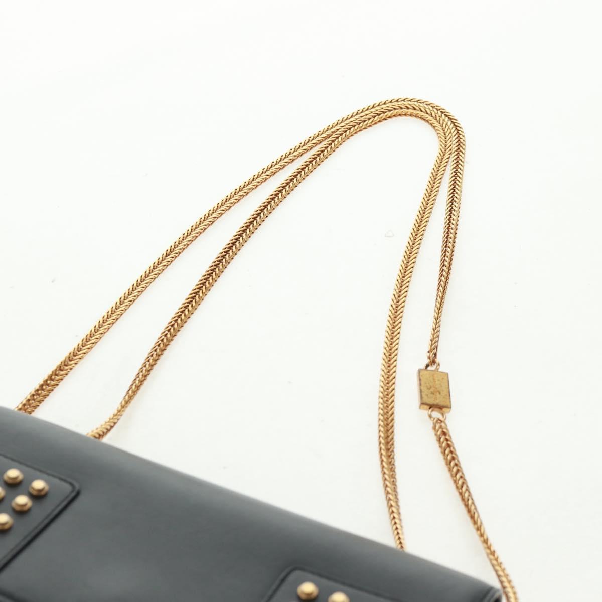 SAINT LAURENT Chain Shoulder Bag Leather Black Gold 315681 Auth 165612V
