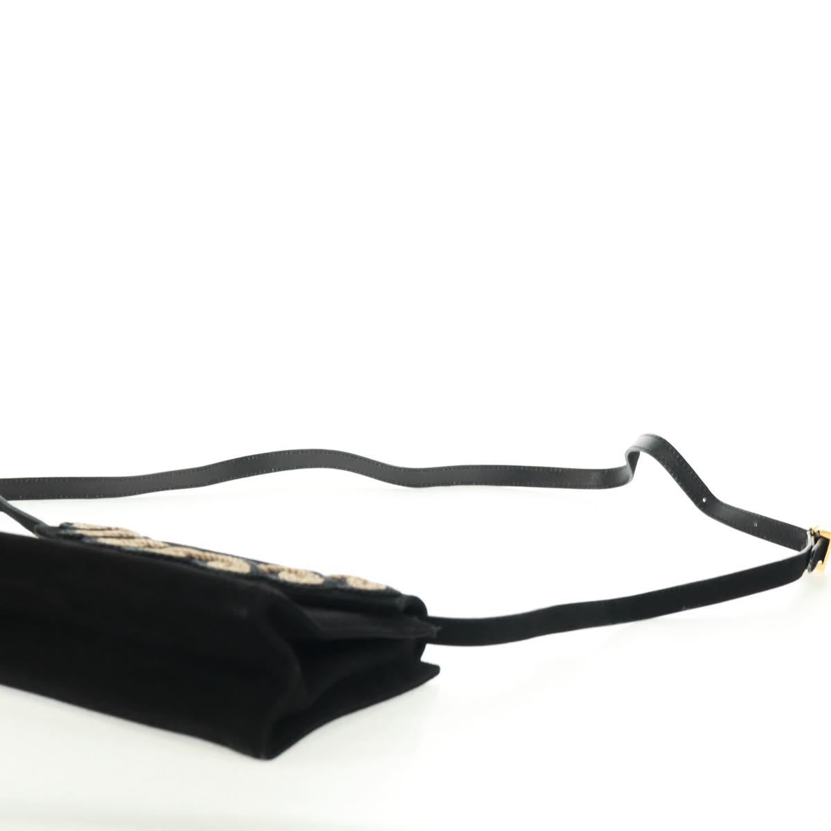 Salvatore Ferragamo Shoulder Bag Suede Black Gold Auth 165613V