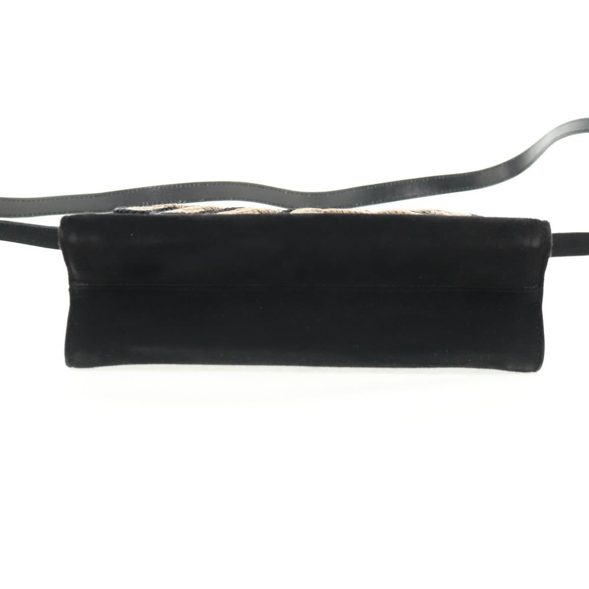 Salvatore Ferragamo Shoulder Bag Suede Black Gold Auth 165613V