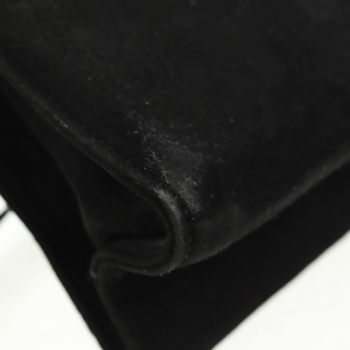 Salvatore Ferragamo Shoulder Bag Suede Black Gold Auth 165613V