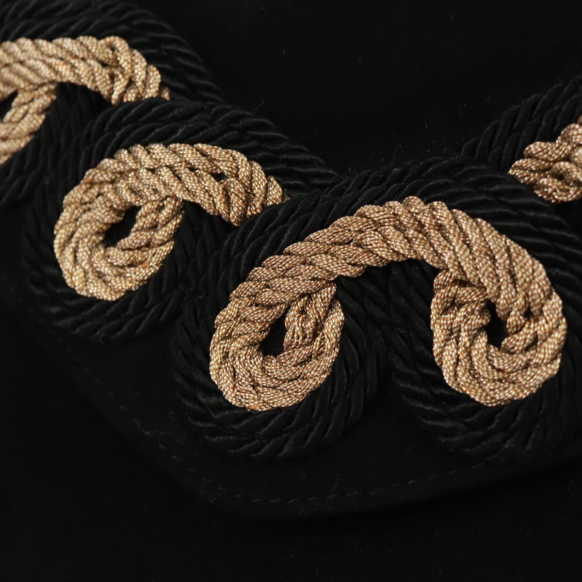 Salvatore Ferragamo Shoulder Bag Suede Black Gold Auth 165613V