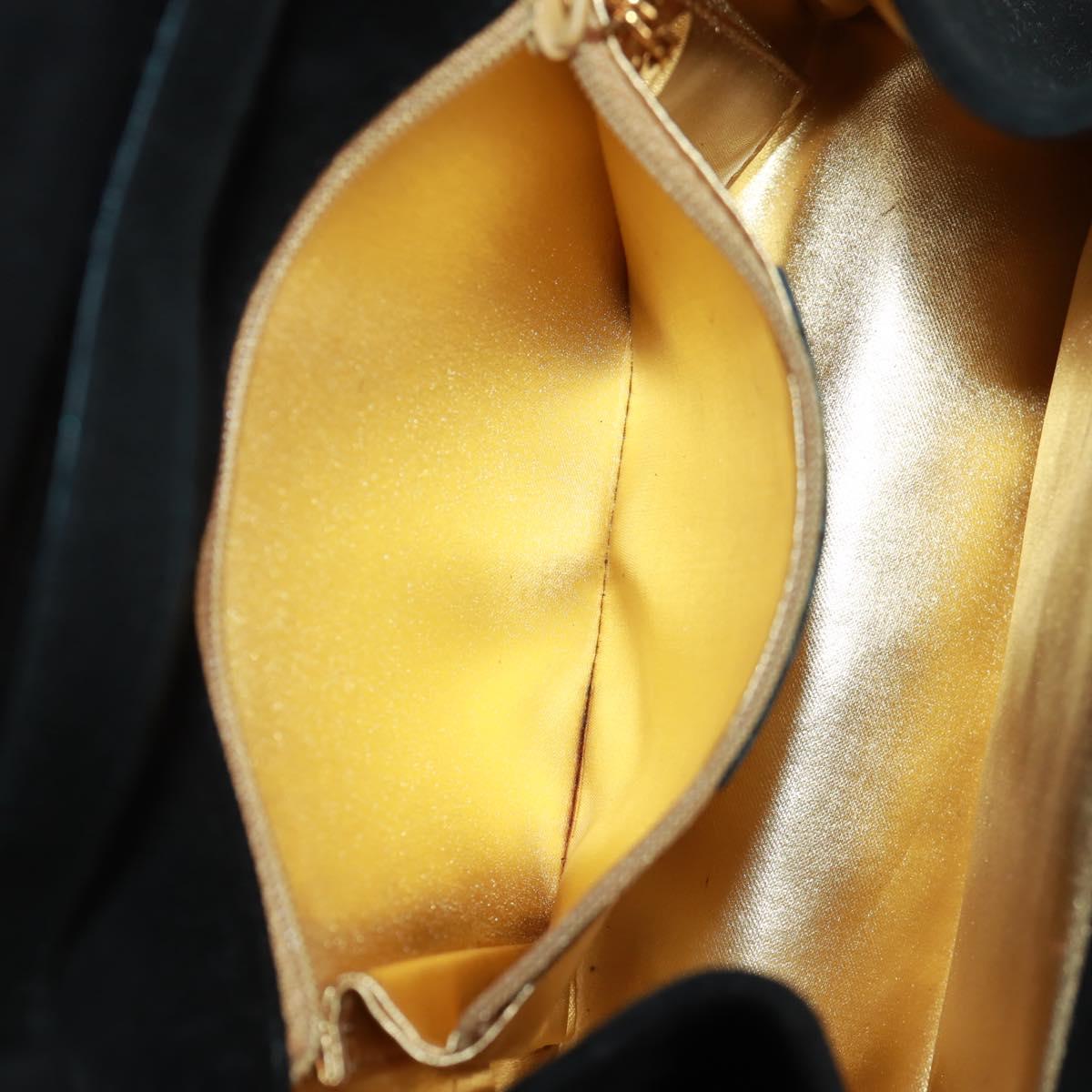 Salvatore Ferragamo Shoulder Bag Suede Black Gold Auth 165613V