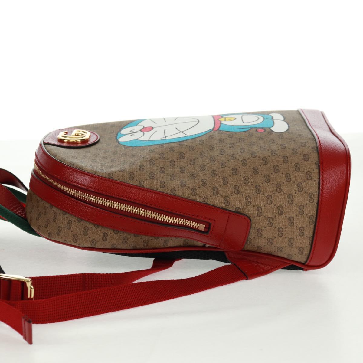 GUCCI Micro GG Supreme Doraemon Backpack PVC Beige Gold 647816 Auth 165616SAM