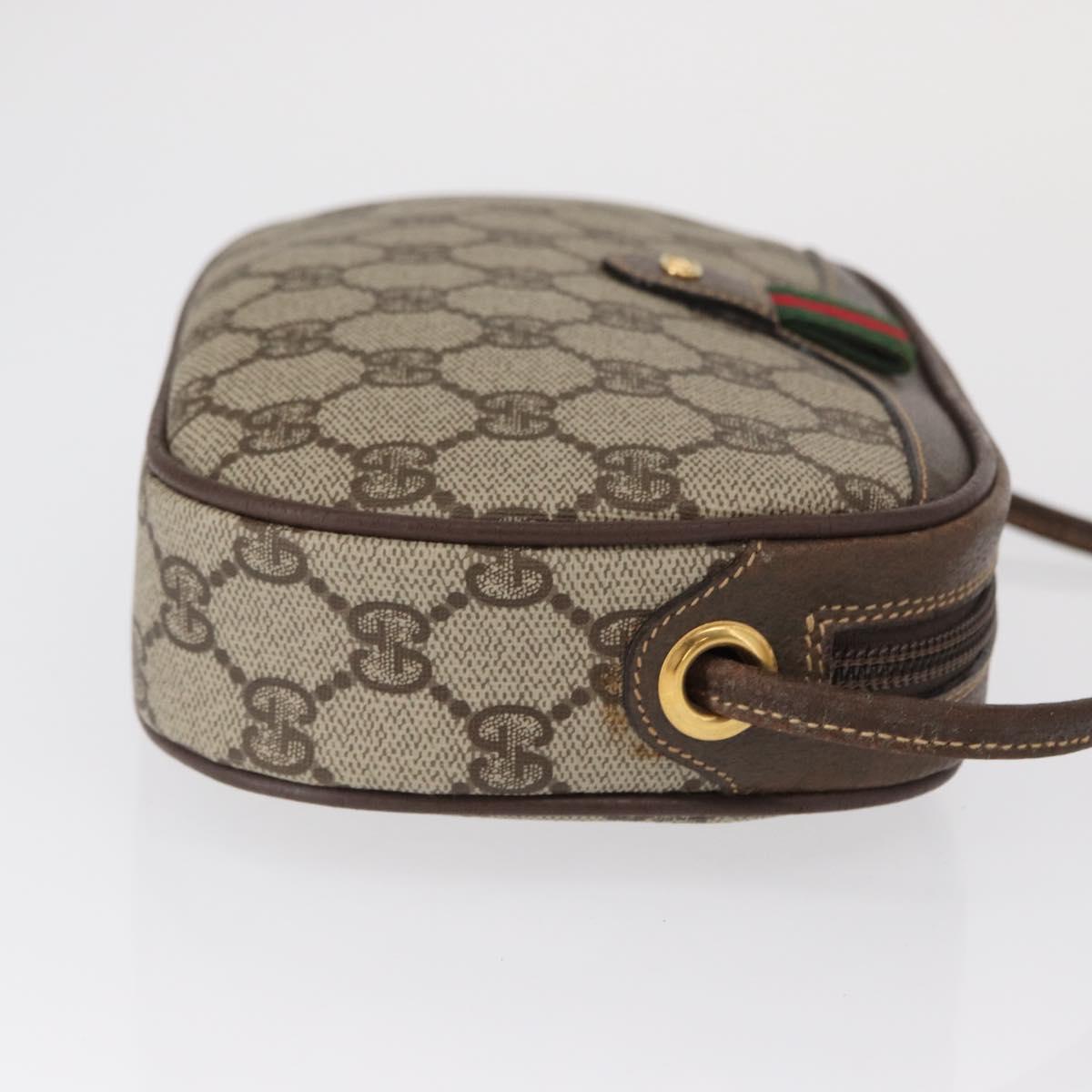 GUCCI GG Supreme Web Sherry Line Bag PVC Beige Gold 007 58 6112 4023 Auth 165618