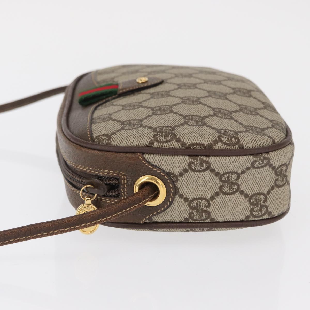 GUCCI GG Supreme Web Sherry Line Bag PVC Beige Gold 007 58 6112 4023 Auth 165618