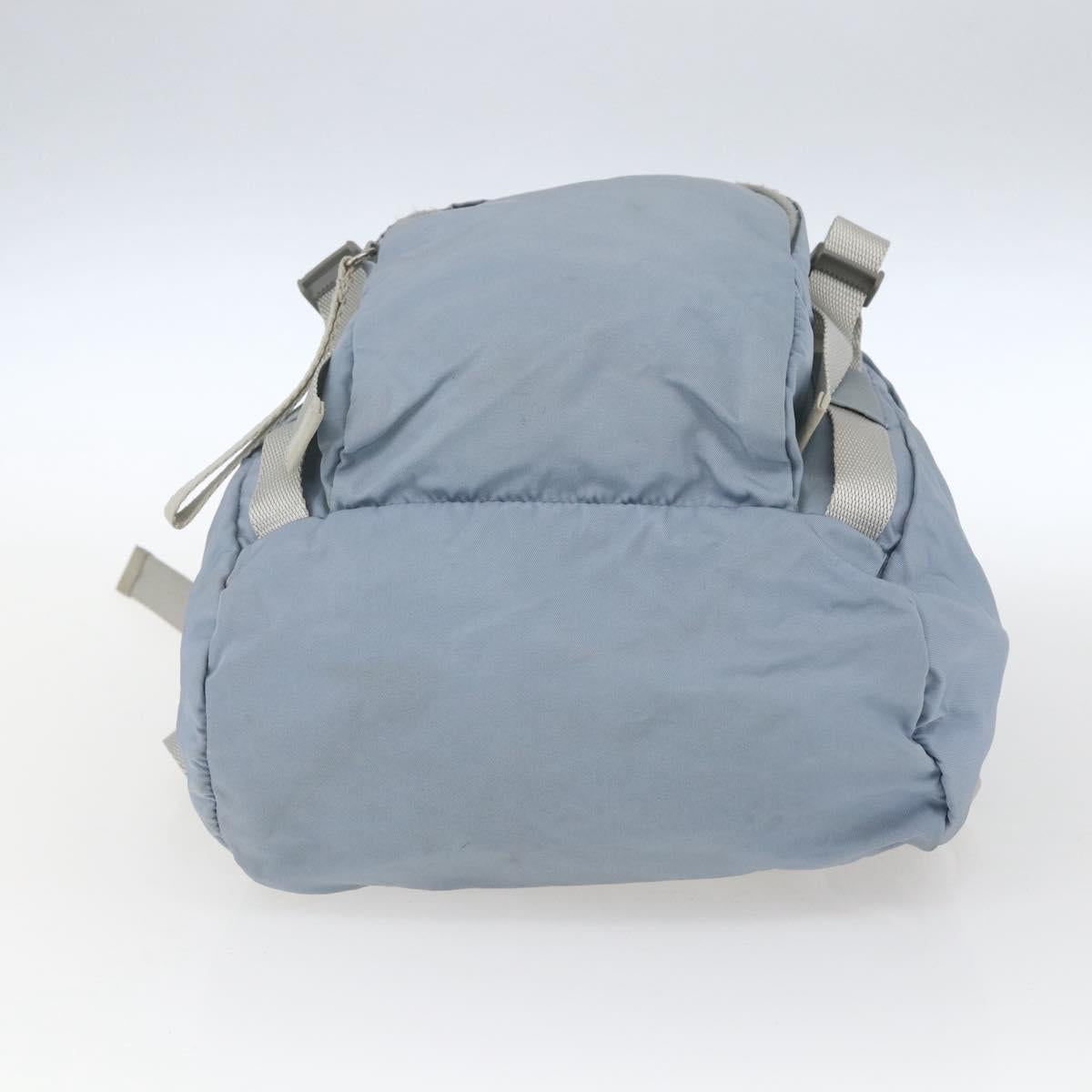 PRADA Backpack Nylon Light Blue Silver Auth 165621