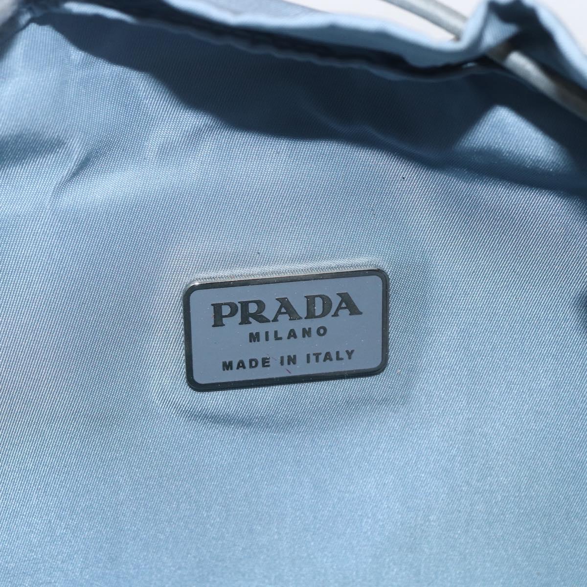 PRADA Backpack Nylon Light Blue Silver Auth 165621