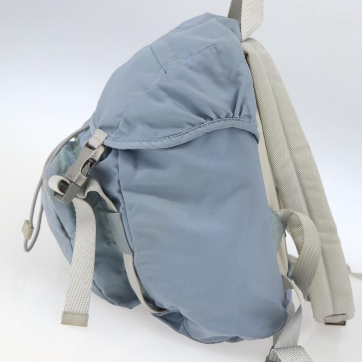 PRADA Backpack Nylon Light Blue Silver Auth 165621