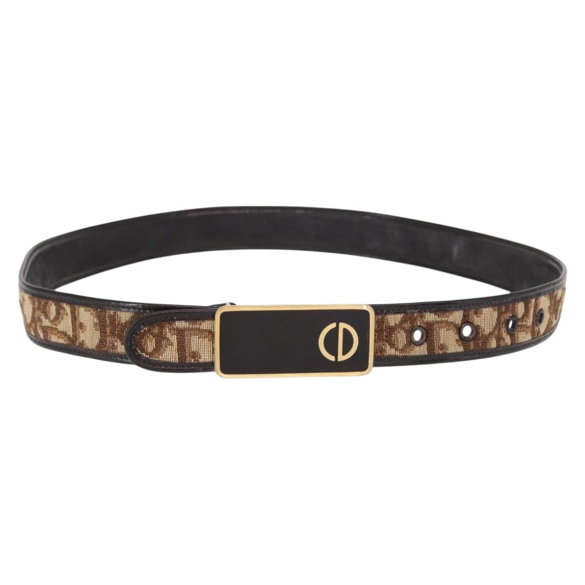 Christian Dior Trotter Canvas Belt 32.3"" Brown Auth 165630