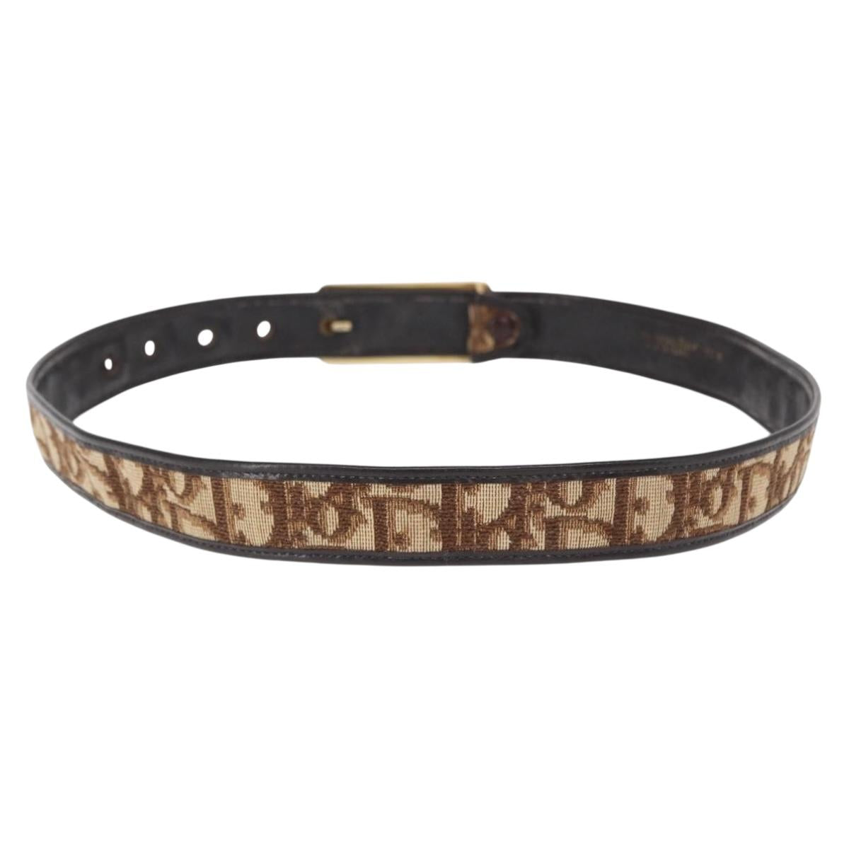 Christian Dior Trotter Canvas Belt 32.3"" Brown Auth 165630