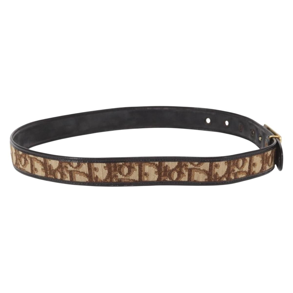 Christian Dior Trotter Canvas Belt 32.3"" Brown Auth 165630