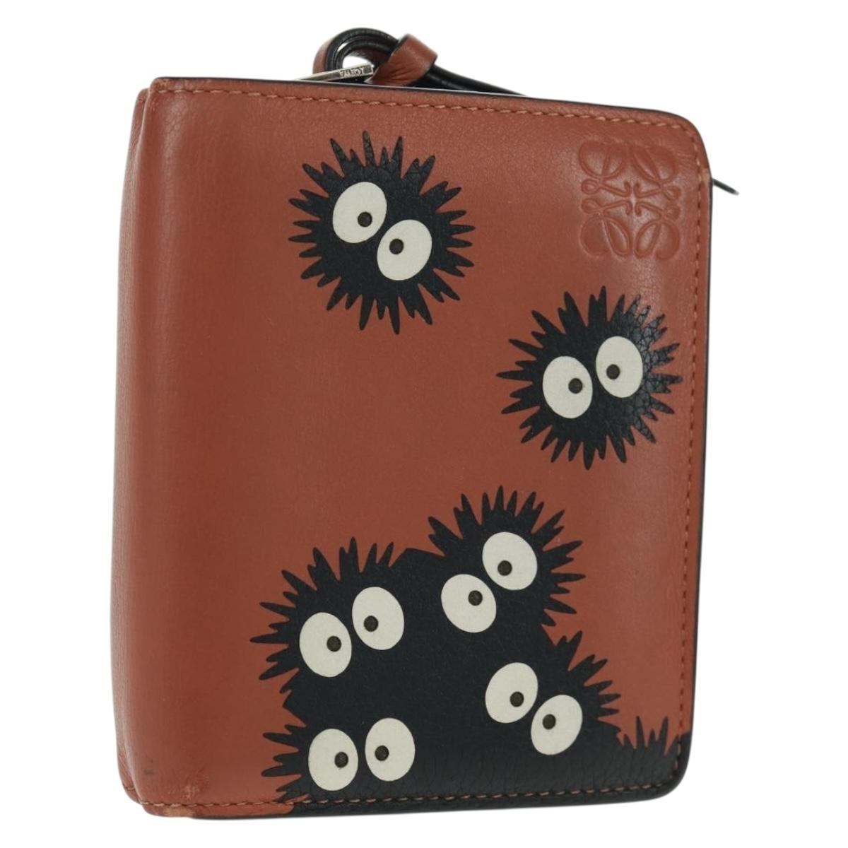 LOEWE Wallet Leather Black Brown Auth 165632SAM
