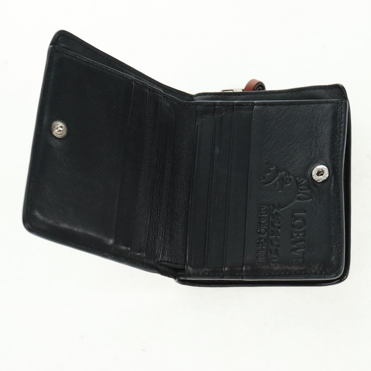 LOEWE Wallet Leather Black Brown Auth 165632SAM