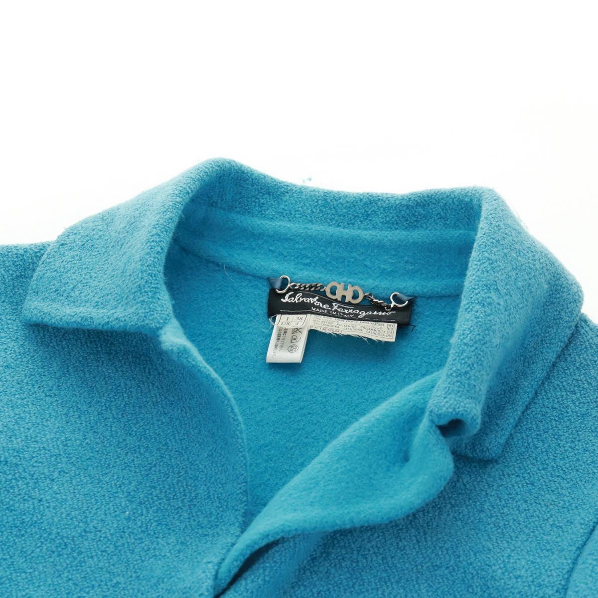 Salvatore Ferragamo Jacket Wool Light Blue Auth 165633