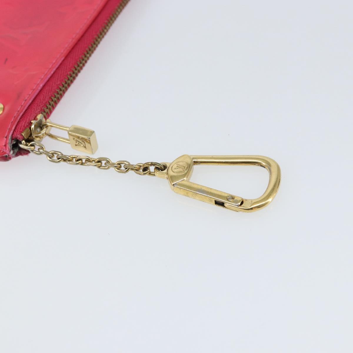 LOUIS VUITTON Vernis Pochette Cles Coin Purse Fuchsia Pink M91250 LV Auth 165637