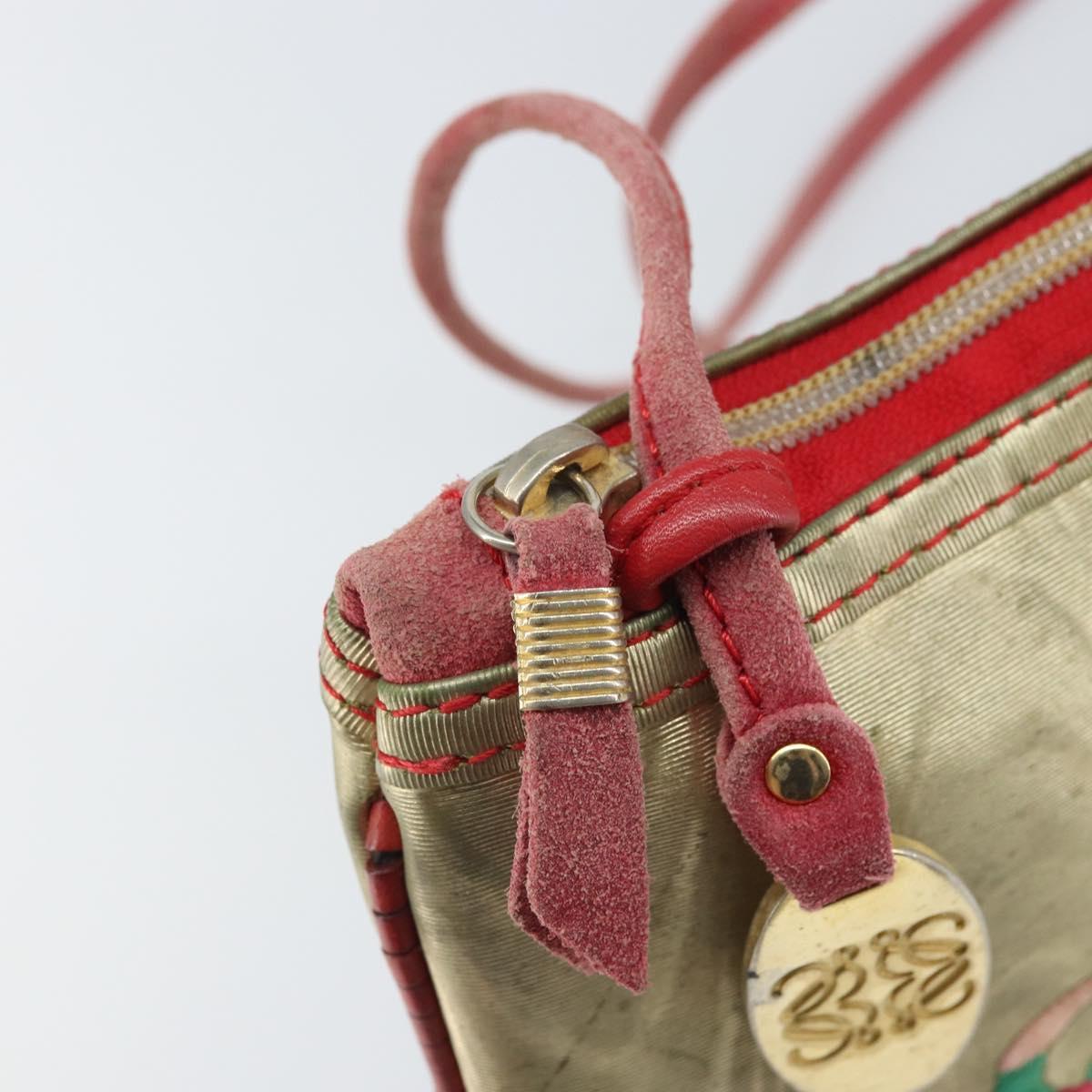 LOEWE Anagram Shoulder Bag Leather Gold Auth 165638