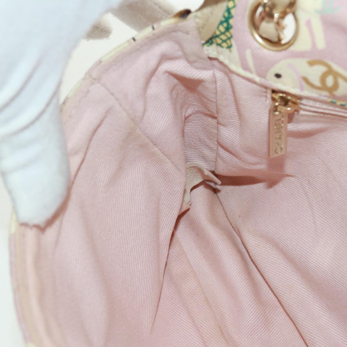 CHANEL Matelasse 25 Single Flap Chain Bag Canvas Beige Gold CC Auth 165652SAV