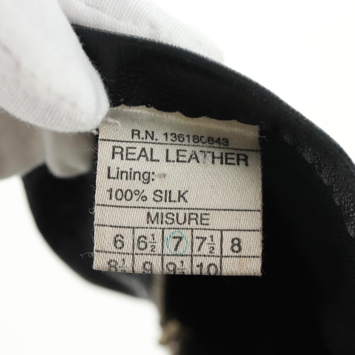 Salvatore Ferragamo Gancini Gloves Leather Black Auth 165653M