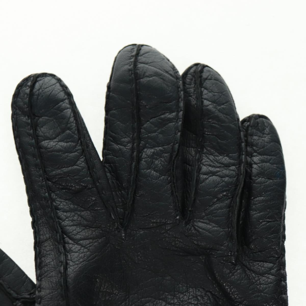 Salvatore Ferragamo Gancini Gloves Leather Black Auth 165653M