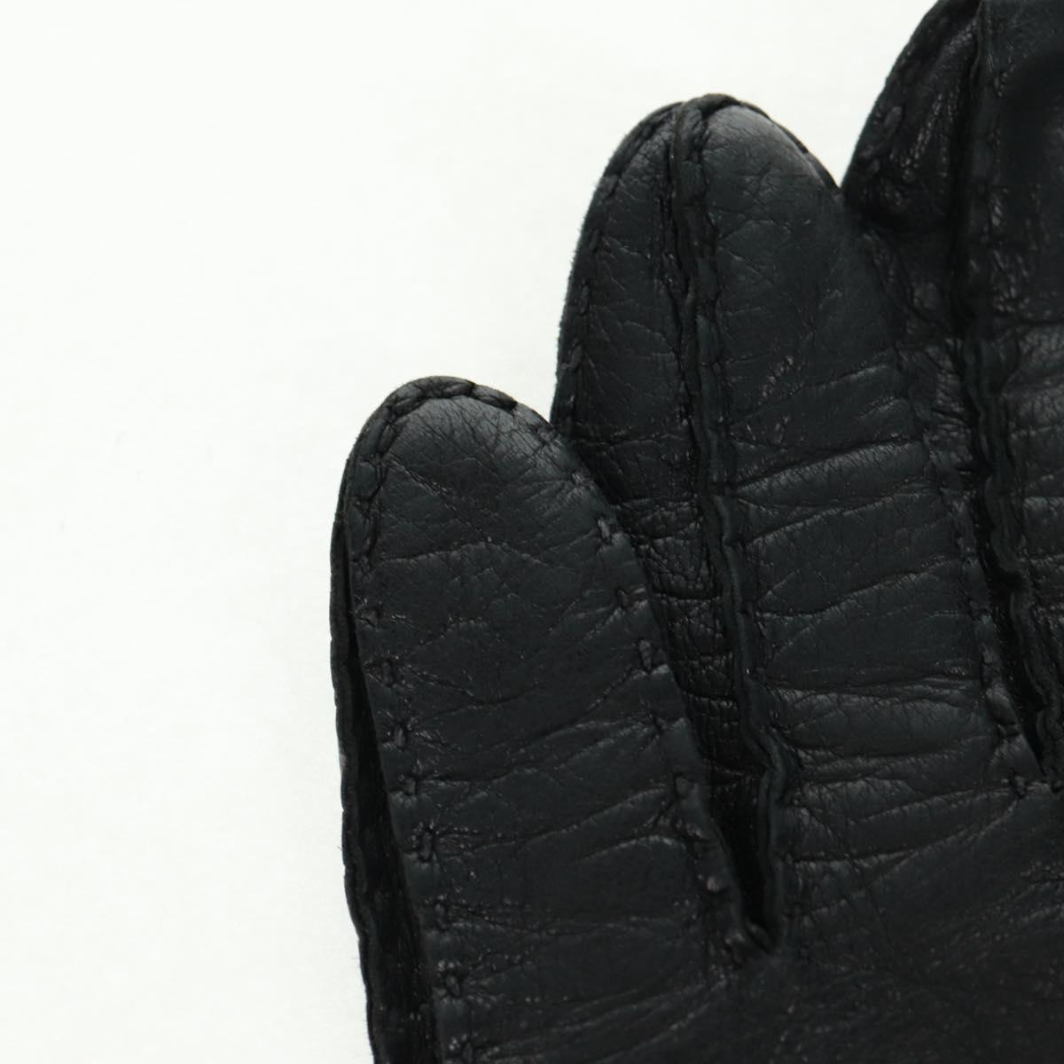 Salvatore Ferragamo Gancini Gloves Leather Black Auth 165653M