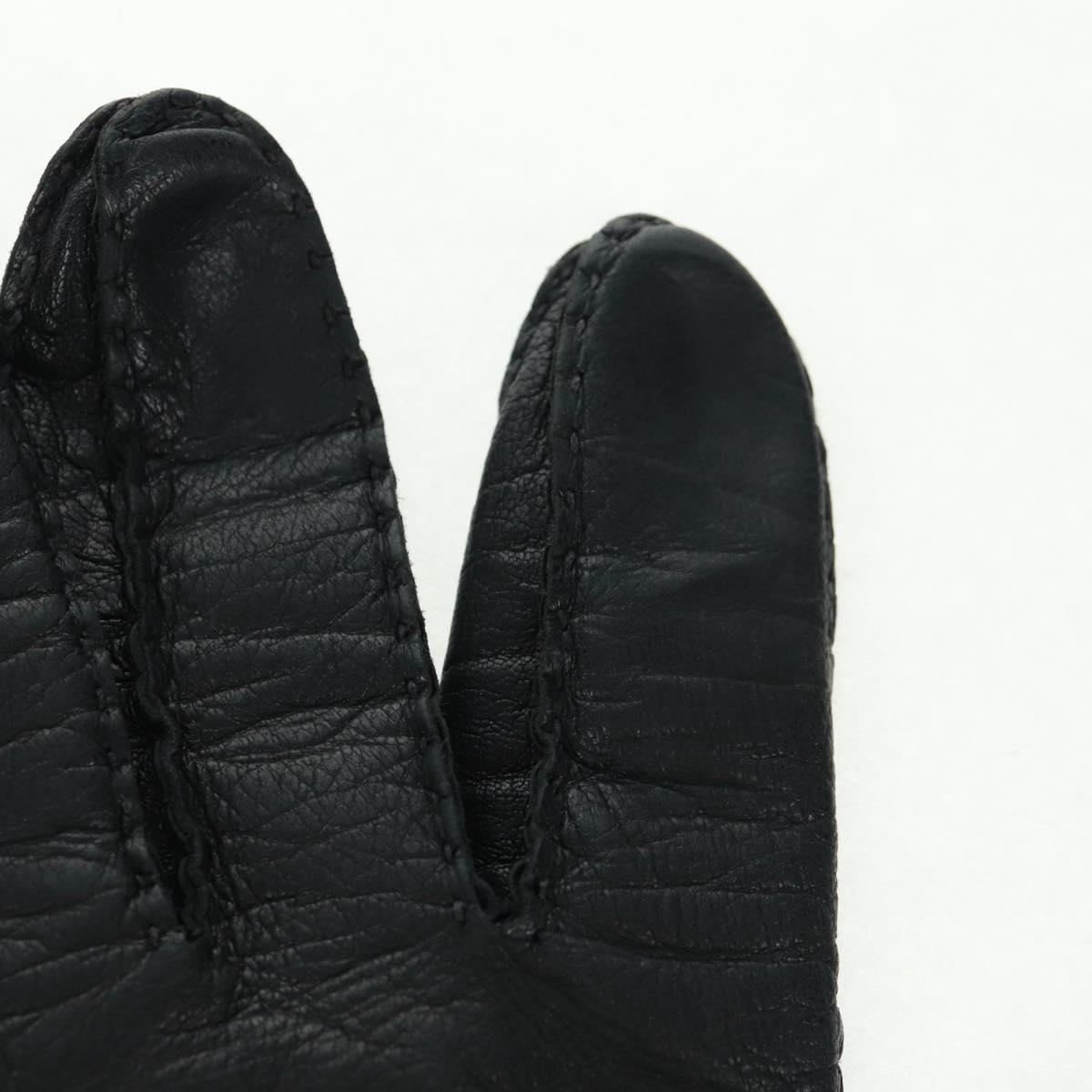 Salvatore Ferragamo Gancini Gloves Leather Black Auth 165653M