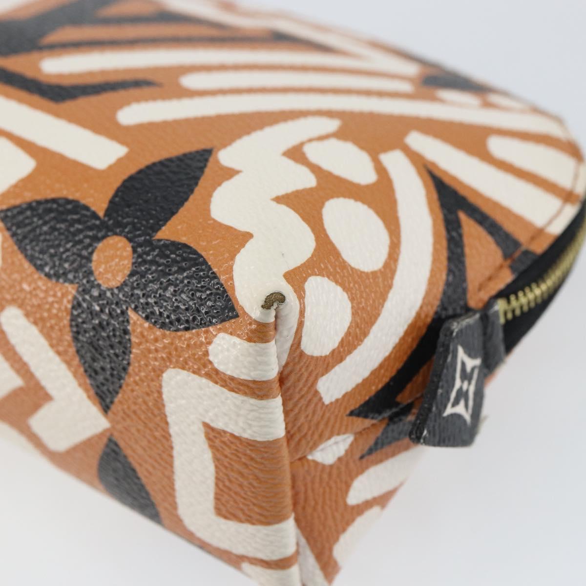 LOUIS VUITTON Giant Crafty Pochette Cosmetic PM Creme Caramel M45475 Auth 165656