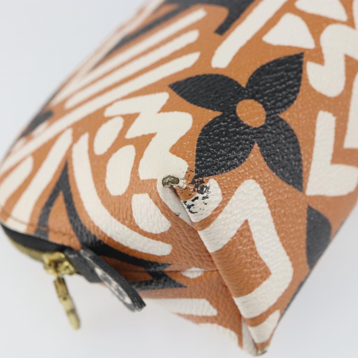LOUIS VUITTON Giant Crafty Pochette Cosmetic PM Creme Caramel M45475 Auth 165656