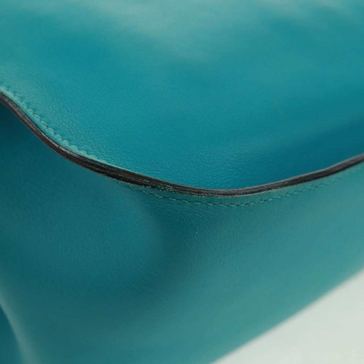 HERMES Gypsy Shiel 28 Shoulder Bag Swift Turquoise Blue Silver Auth 165659SM