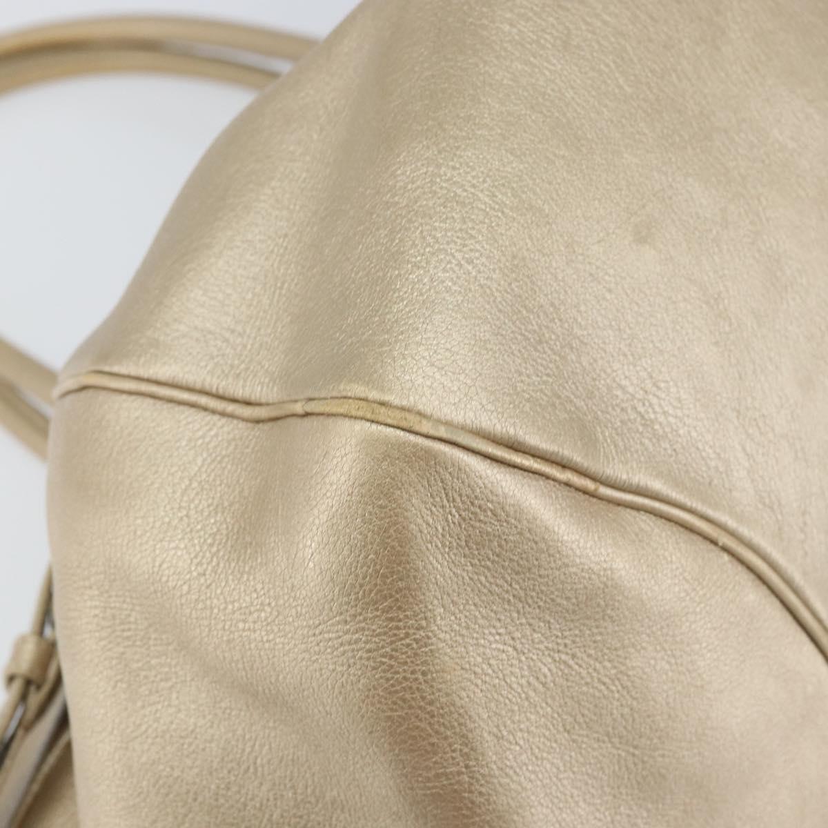 Salvatore Ferragamo Gancini Hand Bag Leather Gold Auth 165661